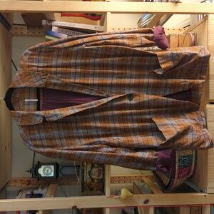 Free People Plaid Blazer in Orange and Brown